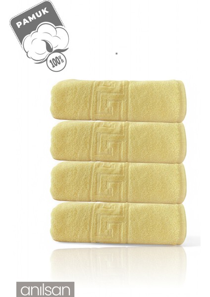 4'lü Greek Sarı Banyo Havlusu - 70 x 140 cm , 490 Gr, PAMUK, Spa ve Otel Havlusu