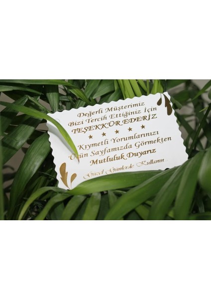 Teşekkür Kartı Altın Yaldızlı Özel Kesimli 100 Adet 5,1x8,1 Cm, Teşekkür Kartı Altın Yaldızlı