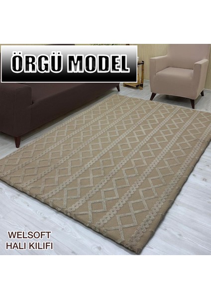 Örgü Model Kumaştan Welsoft Lastikli Halı Örtüsü modelleri