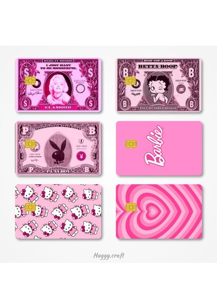 6 Çeşit Karma Aşko Kuşko Pembe Kart Kaplama Yüksek Kaliteli Baskı Sticker