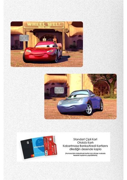 Huggy Craft Mcqueen ve Sally Arabalar Tasarımlı Kredi Kartı - Papara Kart Kaplama Stickeri