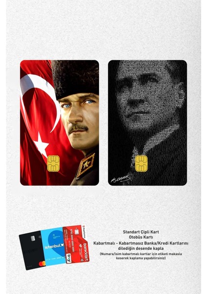 Atatürk 2li Özel Tasarımlı Kart Kaplama Sticker Set1
