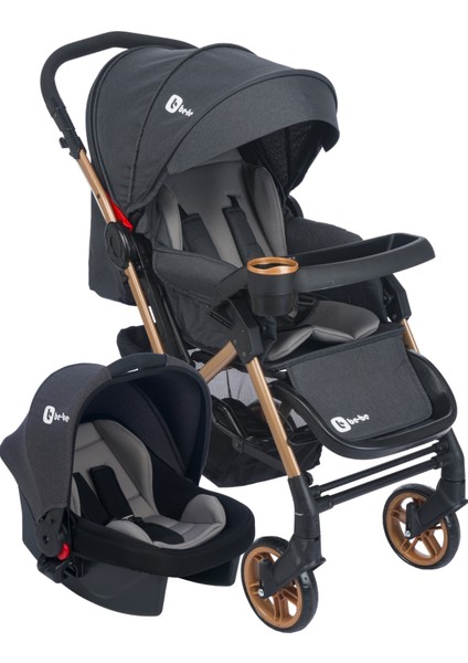 Active Travel Çift Yön Tam Yatış Pozisyonlu Pratik Katlanır Mama Tablalı Pusetli Bebek Arabası