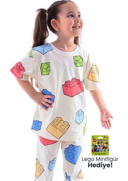 Renk Blokları Desenli Çocuk Pijama Takımı Minifigür ! fırsatları