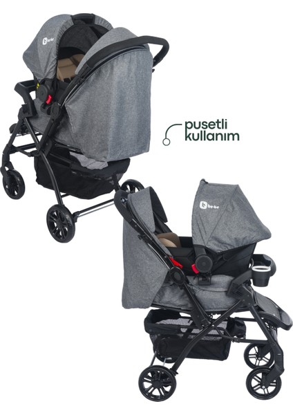Active Travel Çift Yön Tam Yatış Pozisyonlu Pratik Katlanır Mama Tablalı Pusetli Bebek Arabası