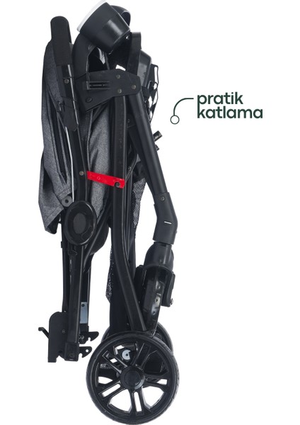Active Travel Çift Yön Tam Yatış Pozisyonlu Pratik Katlanır Mama Tablalı Pusetli Bebek Arabası