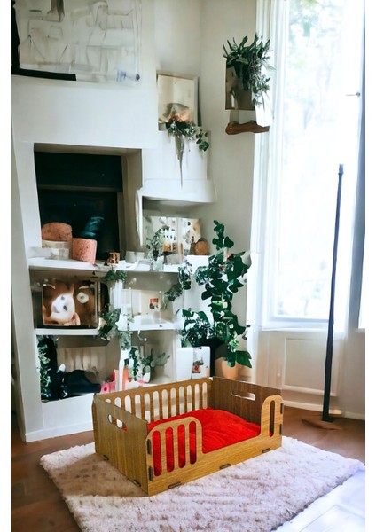 Luxury Ahşap Büyük Kedi Yatağı Premium Kalite Ceviz Kedi Evi 50X35 cm Model 5 1 Adet