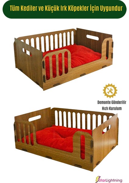 Luxury Ahşap Büyük Kedi Yatağı Premium Kalite Ceviz Kedi Evi 50X35 cm Model 5 1 Adet indirimleri