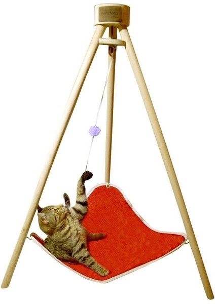 Luxury Piramit Kedi Yatağı Hamağı Evi Ahşap Tripod Evcil Hayvan Hamak Salıncak Köpek Yatağı Kedi Tırmalama 1 Adet