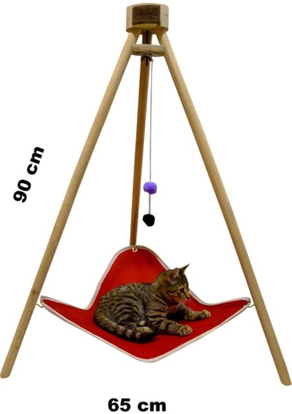 Luxury Piramit Kedi Yatağı Hamağı Evi Ahşap Tripod Evcil Hayvan Hamak Salıncak Köpek Yatağı Kedi Tırmalama 1 Adet