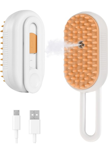 4'ü 1 Arada Kedi Tüy Dökme Fırçası, Buharlı Şarj Edilebilir Kedi Fırçası, Anti-Statik Buharlı Evcil Hayvan Fırçaları, Masaj, Temizlik, Tüy Dökme ve Tarama Krem (Yurt Dışından)