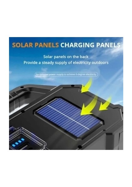 P-880a Solar Powerbanklı Şarjlı Taşınabilir Güçlü Fener