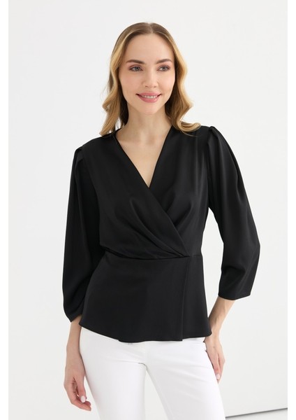 Kruvaze Omuzları Plili Bluz fiyatları