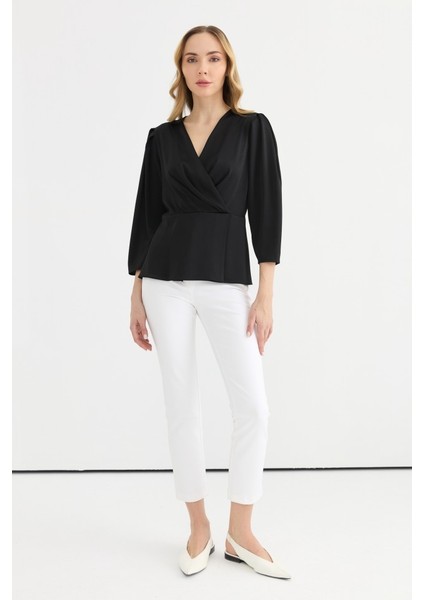 Kruvaze Omuzları Plili Bluz fırsatları