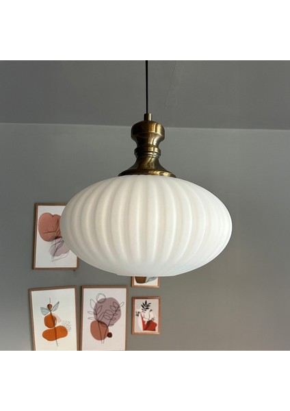 Elegant Beyaz Cam Tekli Avize Eskitme Knob Tokmak Başlık Sarkıt Lamba Restoran Salon Aydınlatma