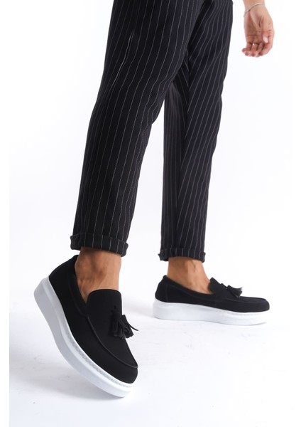 SLW154 Blaze Bağcıksız Püsküllü Süet Erkek Günlük Spor Klasik Ayakkabı Bt Siyah fırsatları