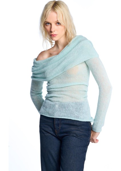 Mint Düşük Omuzlu Triko Bluz fiyatları