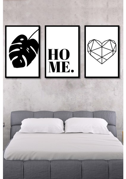 Home Temalı Tablo Seti Çerçeve Görünümlü 3 Parça