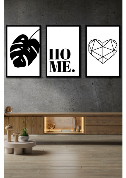 Home Temalı Tablo Seti Çerçeve Görünümlü 3 Parça