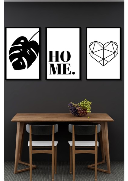 Home Temalı Tablo Seti Çerçeve Görünümlü 3 Parça