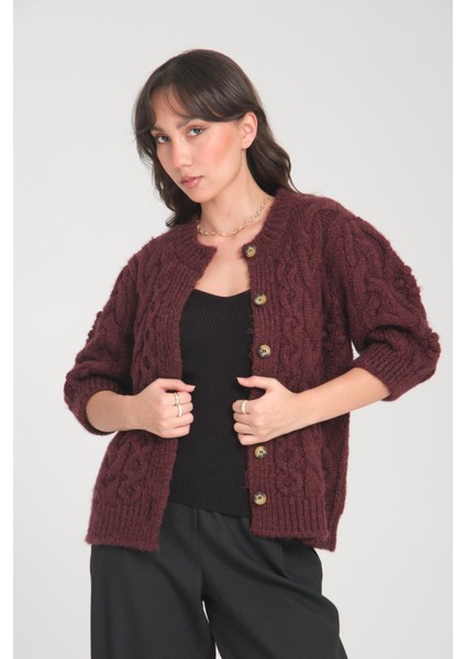 Bordo Düğmeli Hırka fiyatları