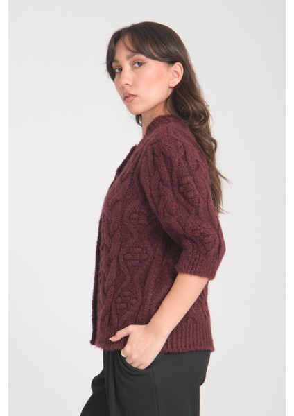 Bordo Düğmeli Hırka modelleri
