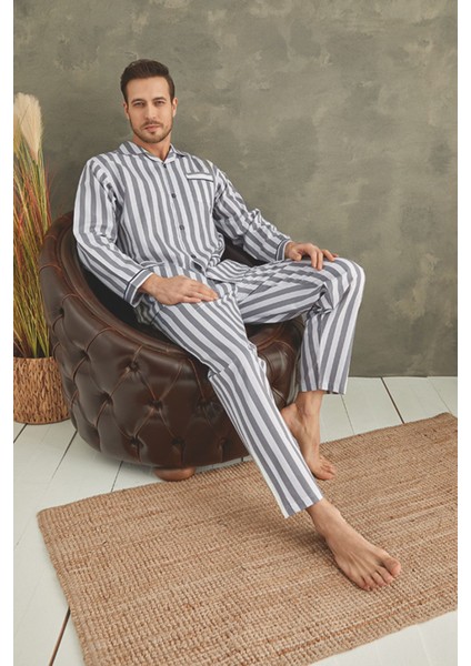 Gaffur Boy Çizgili Poplin Kumaş Pijama Takımı