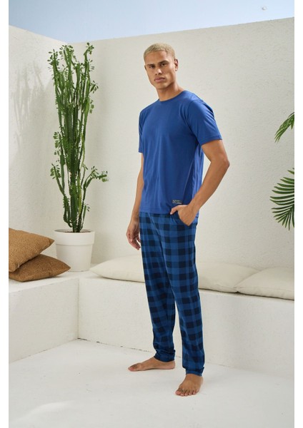 Erkek Bisiklet Yaka Mevsimlik Pijama Takımı 002098
