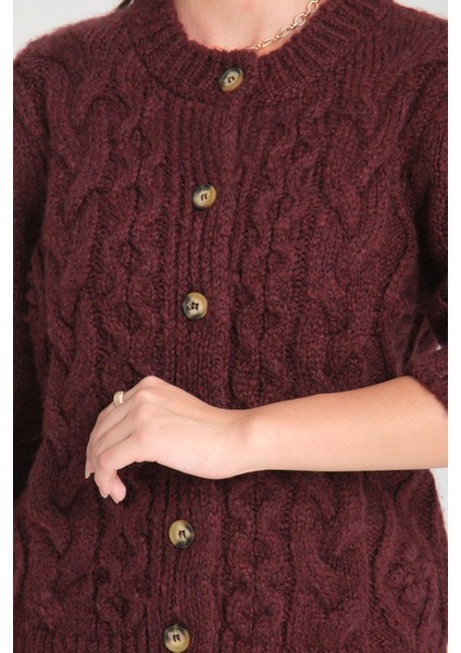 Bordo Düğmeli Hırka fırsatları