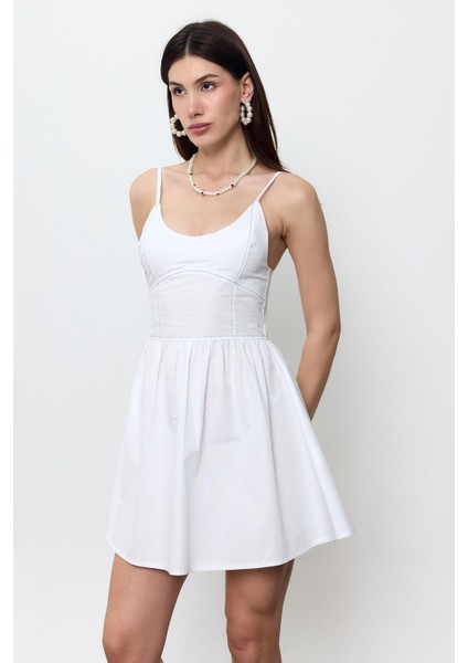 Beyaz %100 Cotton Midi Elbise fiyatları