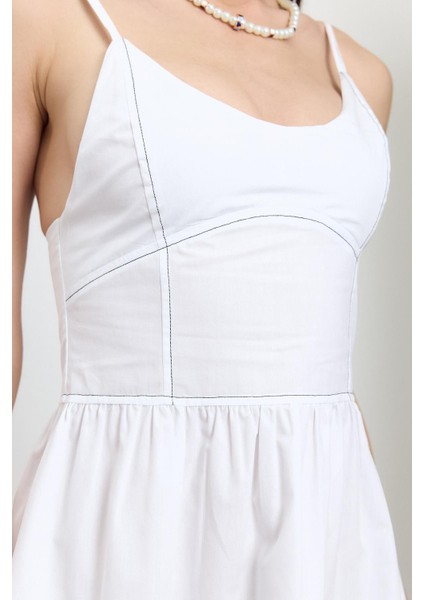 Beyaz %100 Cotton Midi Elbise modelleri