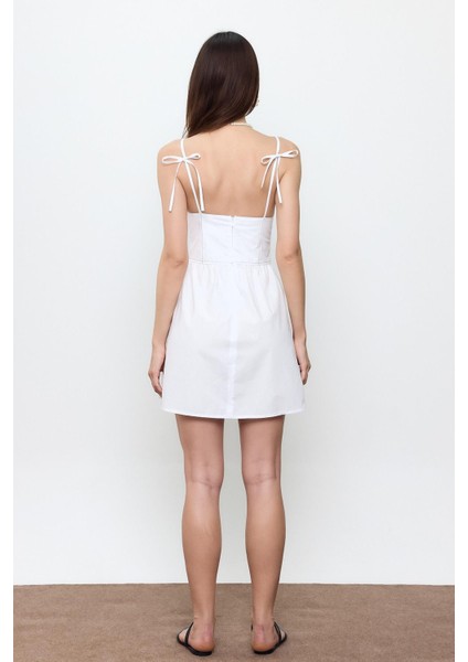 Beyaz %100 Cotton Midi Elbise fırsatları