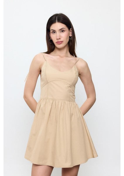 Bej %100 Cotton Mini Elbise fiyatları