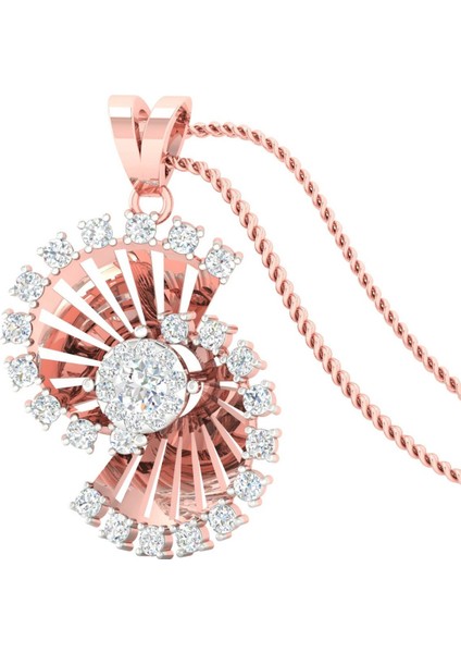 Pırlanta Süslemeli Rose Gold Tasarım Altın Kolye