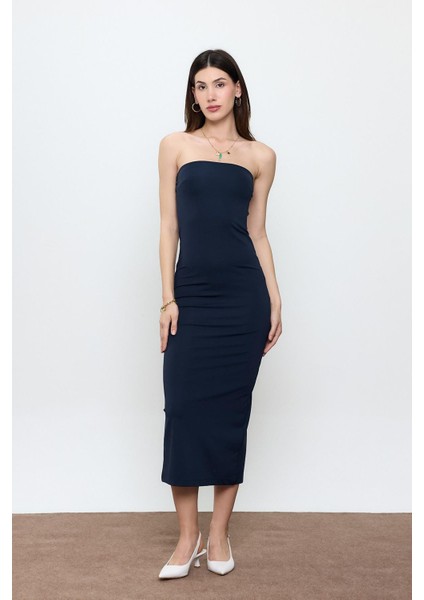 Lacivert Straplez Maxi Boy Elbise fiyatları