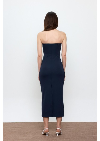 Lacivert Straplez Maxi Boy Elbise fırsatları