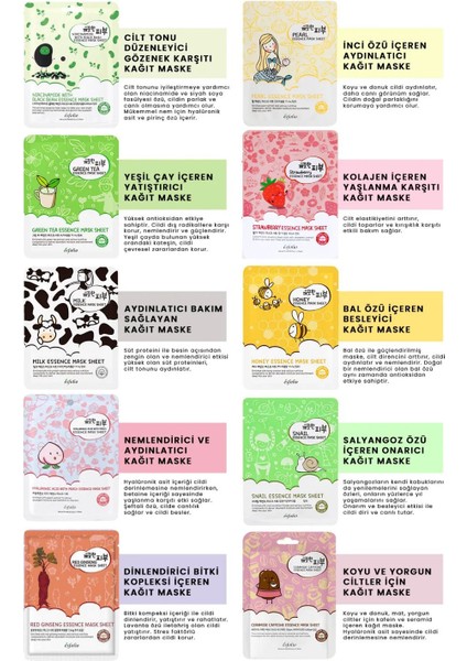 10 Lu Kore Maske Seti Kutu Içinde Esfolio Pure Skin Korean Mask Variety Pack fiyatları