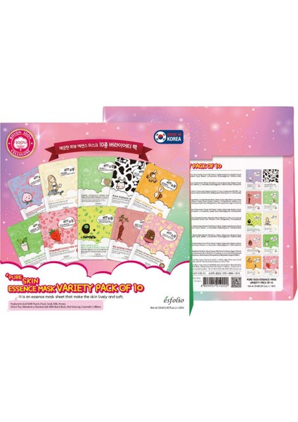 10 Lu Kore Maske Seti Kutu Içinde Esfolio Pure Skin Korean Mask Variety Pack modelleri