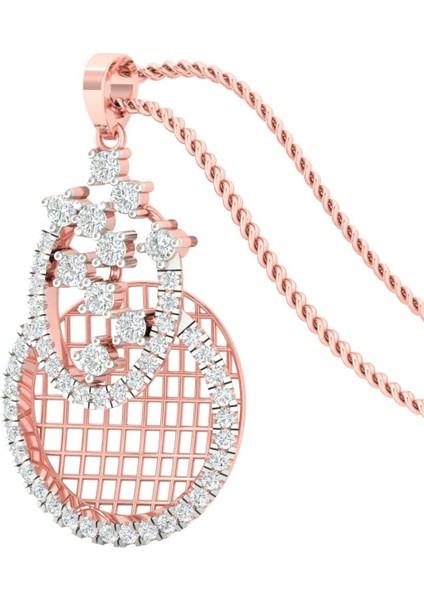 Pırlanta Süslemeli Rose Gold Tasarım Altın Kolye