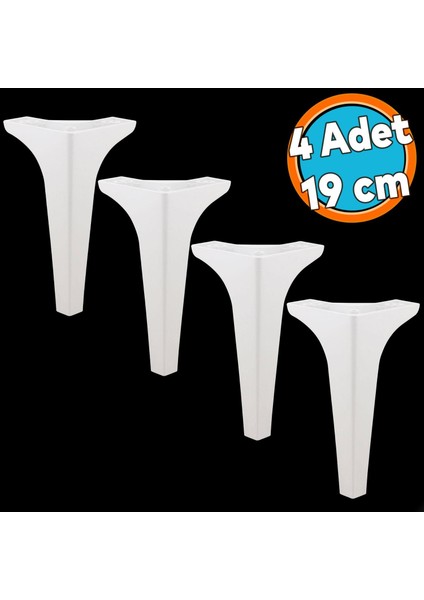 Mobilya Kanepe Sehpa Tv Ünitesi Koltuk Ayağı 19 cm Beyaz Baza Ayak 4 Adet