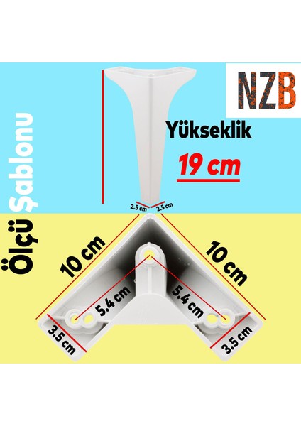 Mobilya Kanepe Sehpa Tv Ünitesi Koltuk Ayağı 19 cm Beyaz Baza Ayak 4 Adet