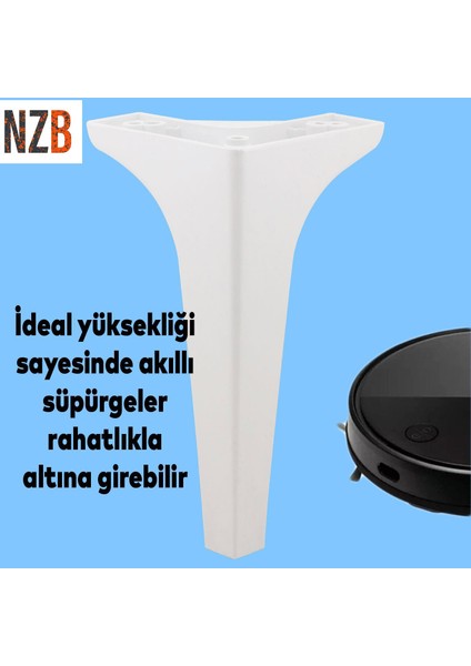 Mobilya Kanepe Sehpa Tv Ünitesi Koltuk Ayağı 19 cm Beyaz Baza Ayak 4 Adet