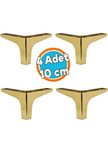 Mobilya Kanepe Sehpa Tv Ünitesi Koltuk Ayağı 10 cm Altın Gold Baza Ayak 4 Adet