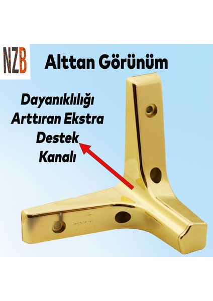 Mobilya Kanepe Sehpa Tv Ünitesi Koltuk Ayağı 10 cm Altın Gold Baza Ayak 4 Adet