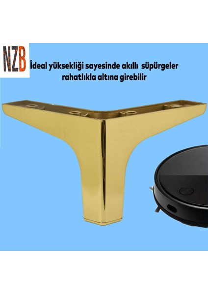 Mobilya Kanepe Sehpa Tv Ünitesi Koltuk Ayağı 10 cm Altın Gold Baza Ayak 4 Adet