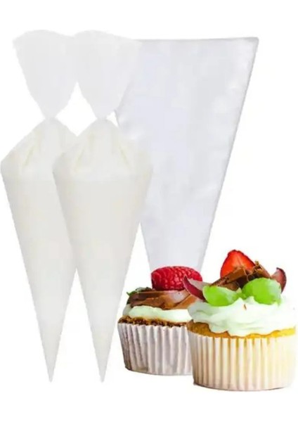 Krema Torbası 50 Adet Small Naylon Pasta Kurabiye Süsleme Poşeti Krem Şanti Sıkma Torbası 12" Kullan At Kremşanti