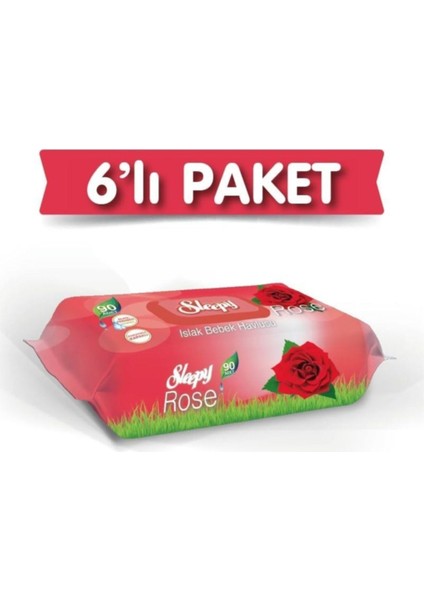 Gül Kokulu Islak Havlu 6X90 Lı 6 Paket 540 Yaprak