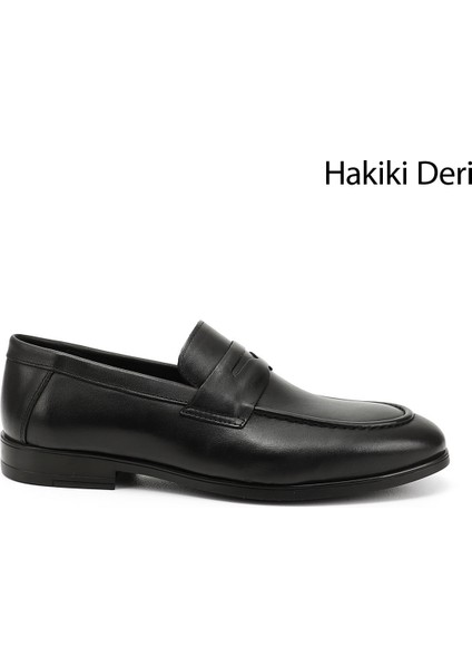 Erkek Siyah Hakiki Deri Loafer Ayakkabı