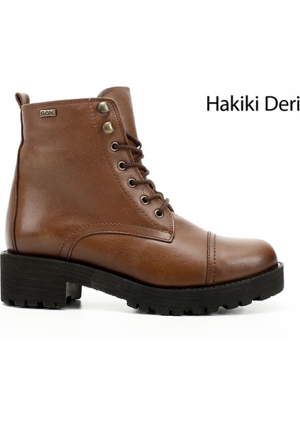 Kadın Vizon Fermuarlı Kauçuk Taban Hakiki Deri Postal Bot