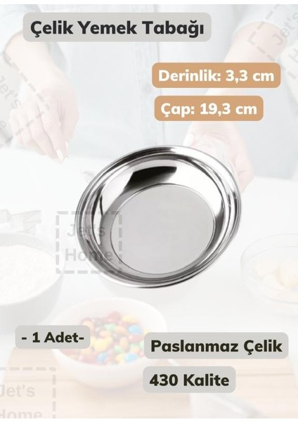 Çelik Yemek Tabağı 19,3 cm Paslanmaz Çelik Tabak